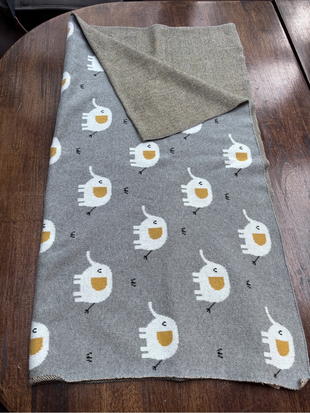 Viverano Elephant Baby Blanket Organic Cotton Jacquard Knit Gray 35x33
